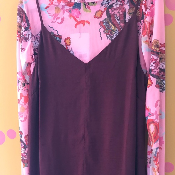 Burgundy slip dress - Picture 2 of 4